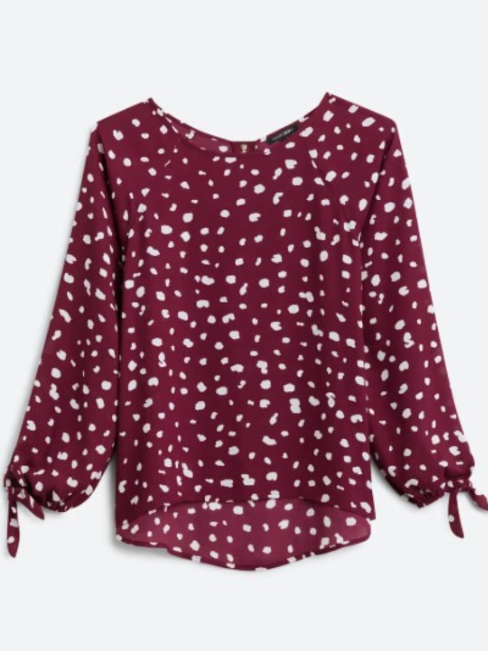 Brugondy Dotted Long Sleeve Blouse